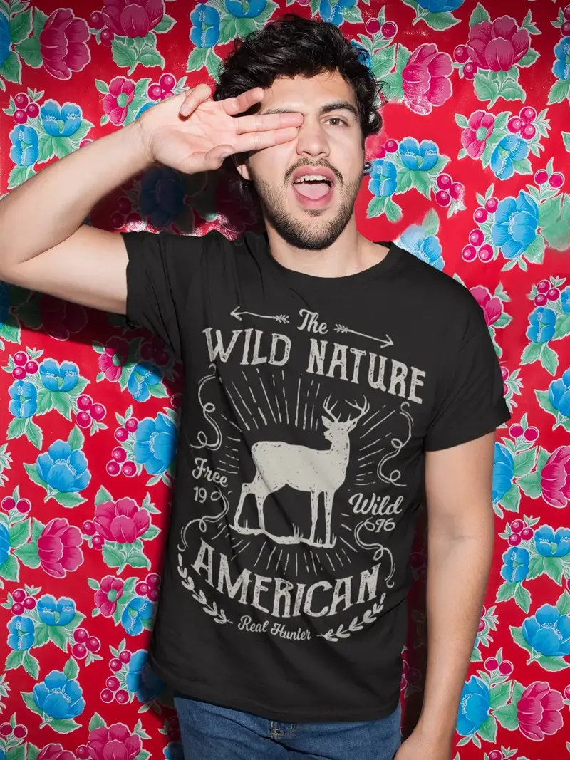 Ultrabasic Men's Graphic T-Shirt Wild Nature - American Real Hunter - Vintage Shirt 1