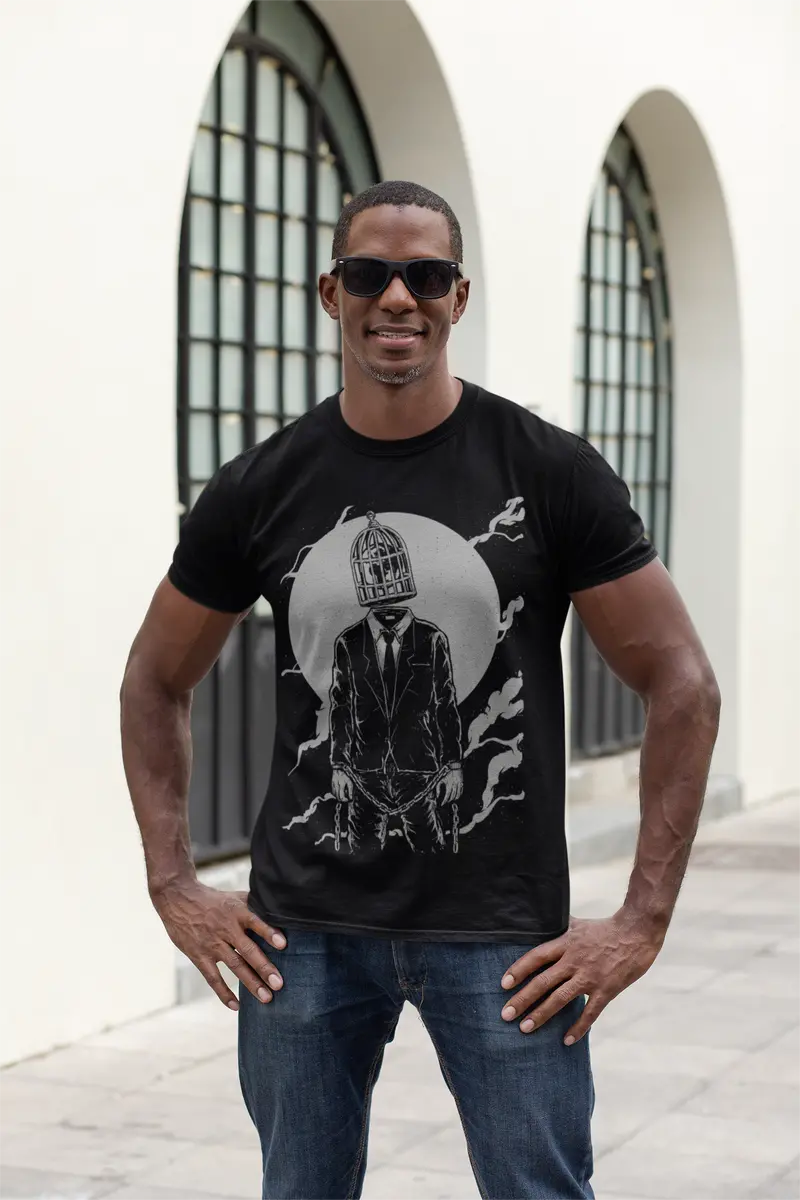 Ultrabasic Men's Graphic T-Shirt World Cage - No Freedom Chaos Shirt For Men 1