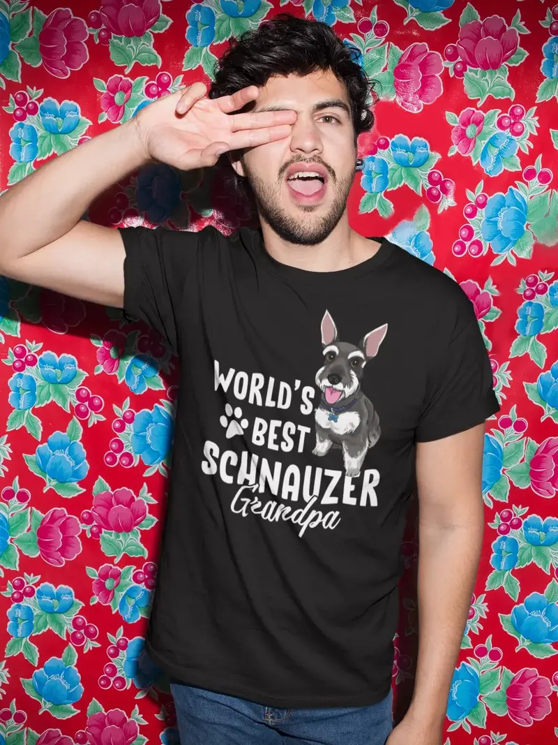 Ultrabasic Men's Graphic T-Shirt World's Best Schnauzer Grandpa - Cute Dog Paws 1