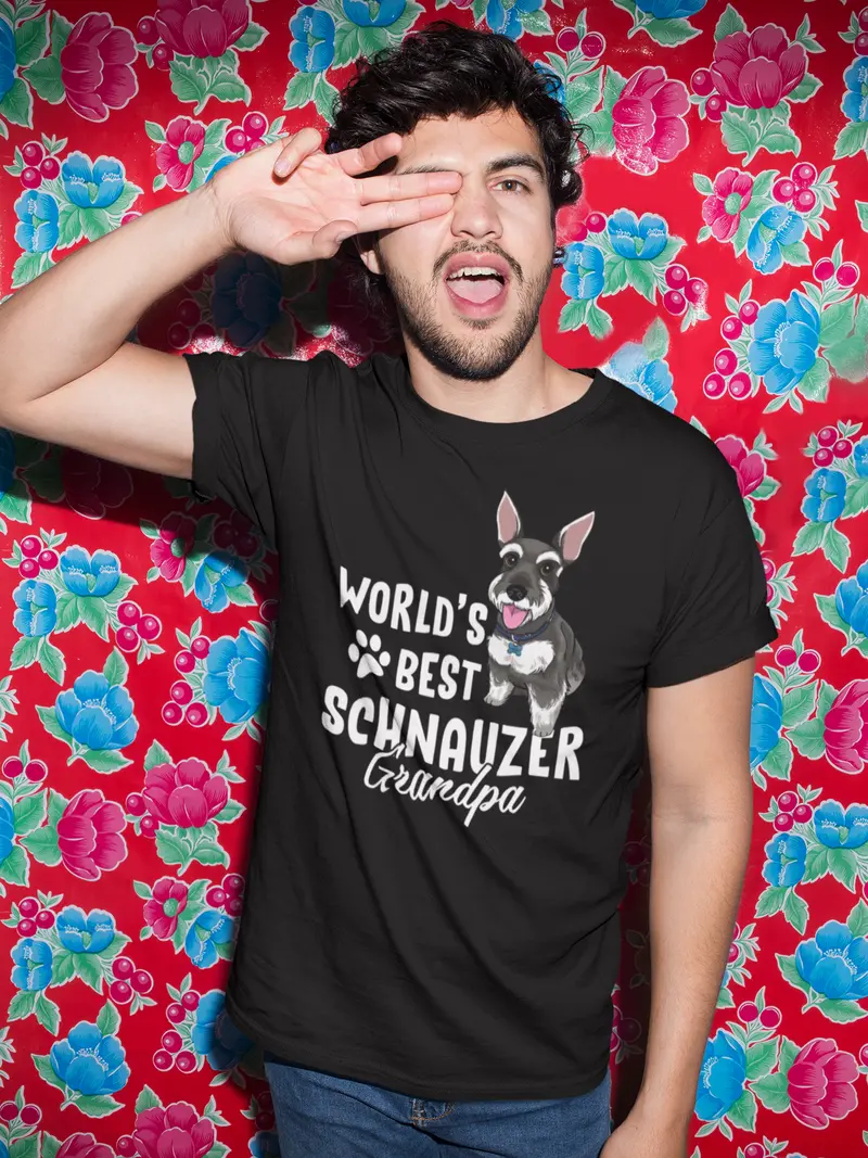 Ultrabasic Men's Graphic T-Shirt World's Best Schnauzer Grandpa - Cute Dog Paws 2