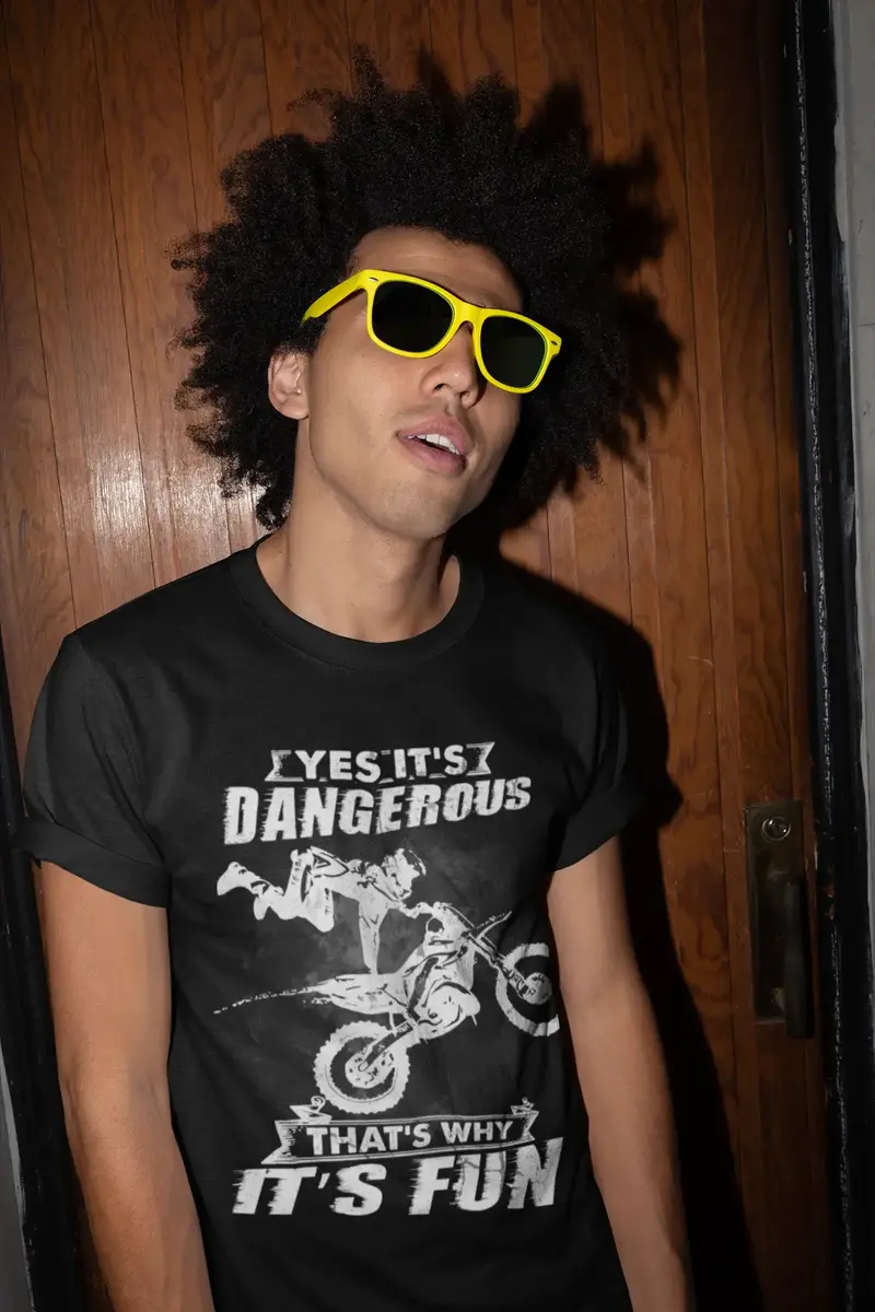 Ultrabasic Men's Graphic T-Shirt Yes It's Dangerous That's Why It's Fun - Motorcycle Tee Shirt 1