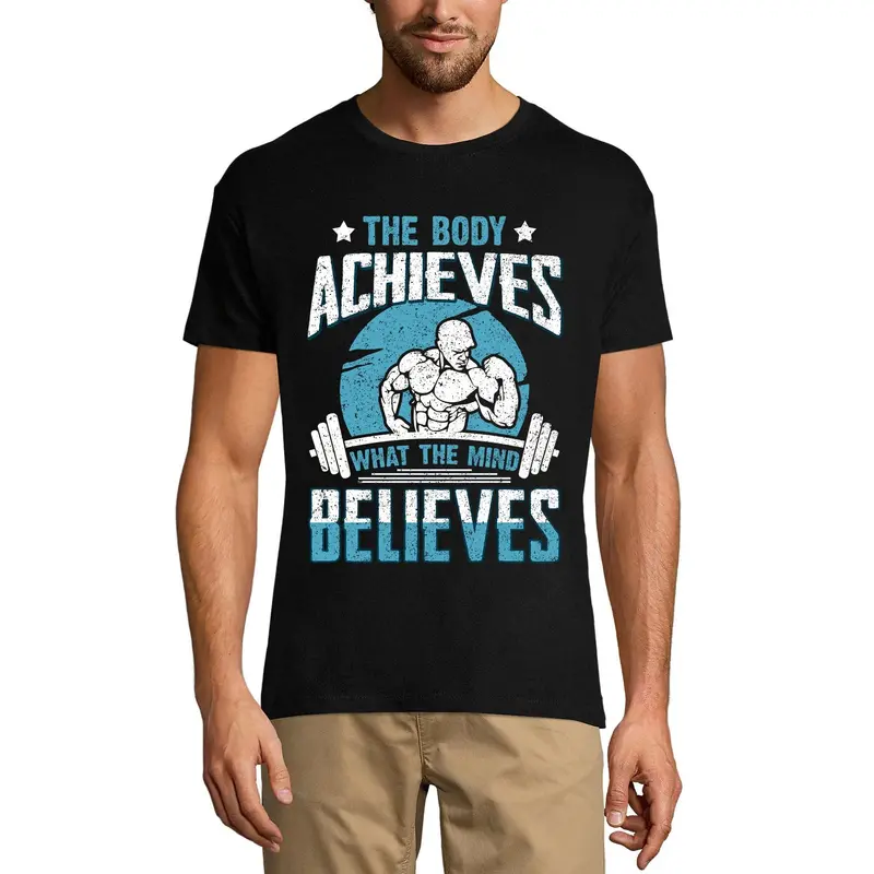 Ultrabasic Men's Gym T-Shirt Body Achives What The Mind Believes Motivational Shirt 1