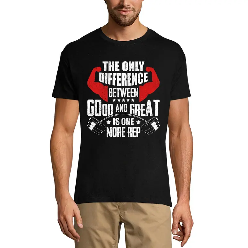 Ultrabasic Men's Gym T-Shirt Difference Between Good And Great Is One More Rep Workout Shirt 1