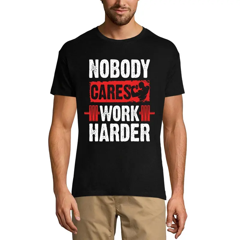 Ultrabasic Men's Gym T-Shirt Nobody Cares Work Harder - Motivational Workout Shirt 1