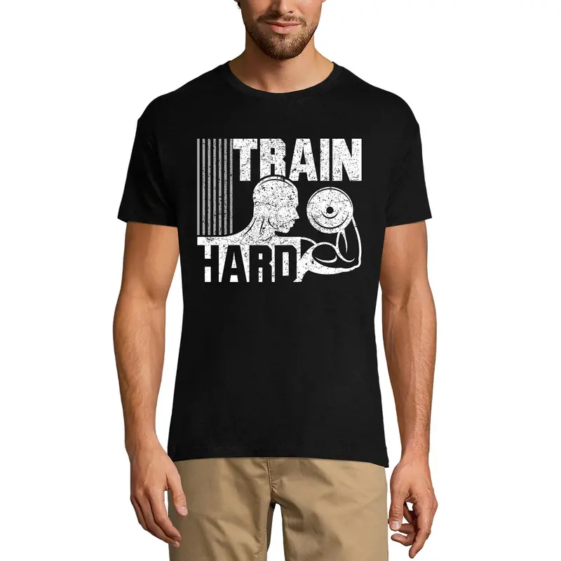 Ultrabasic Men's Gym T-Shirt Train Hard - Fitness Motivational Workout Shirt 1