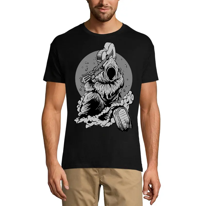 Ultrabasic Men's Music T-Shirt Guitar Reaper On Grave - Scary Halloween Shirt 3