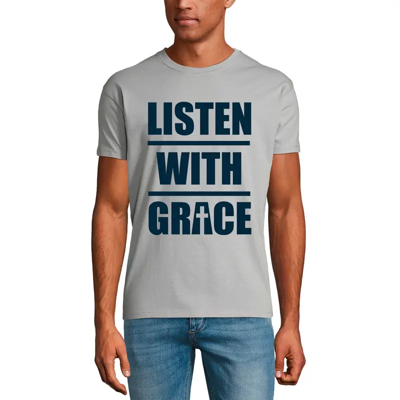 Ultrabasic Men's Music T-Shirt Listen With Grace - Shirt For Musician 1