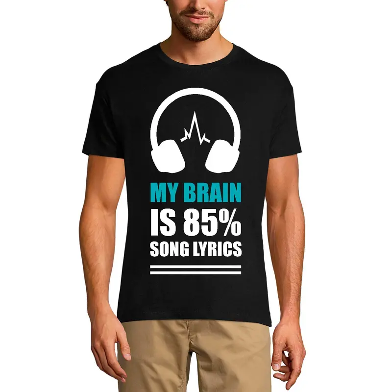 Ultrabasic Men's Music T-Shirt My Brain Is 85% Song Lyrics - Headphones Shirt 1