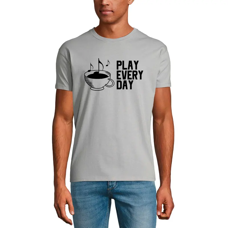 Ultrabasic Men's Music T-Shirt Play Every Day - Coffee Shirt For Men 1