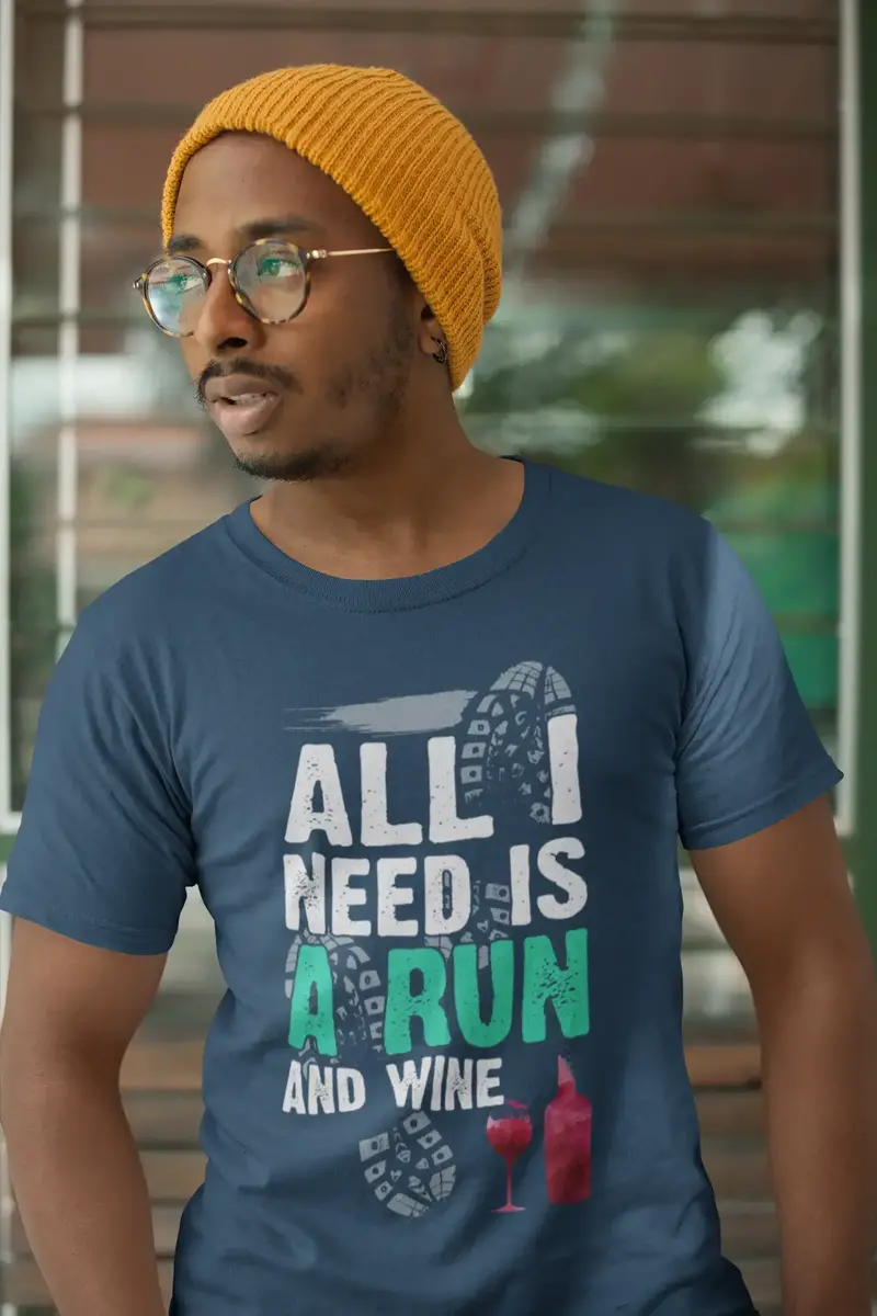 Ultrabasic Men's Novelty T-Shirt All I Need Is A Run And Wine - Runner Tee Shirt 1