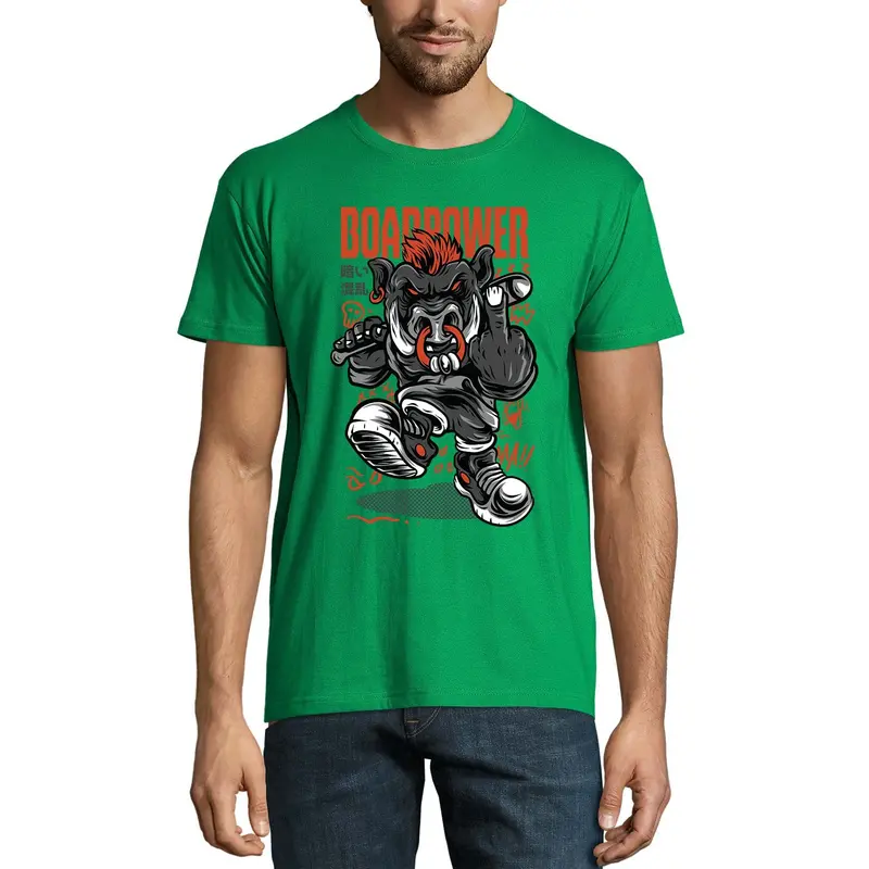 Ultrabasic Men's Novelty T-Shirt Boarpower - Scary Short Sleeve Tee Shirt 1