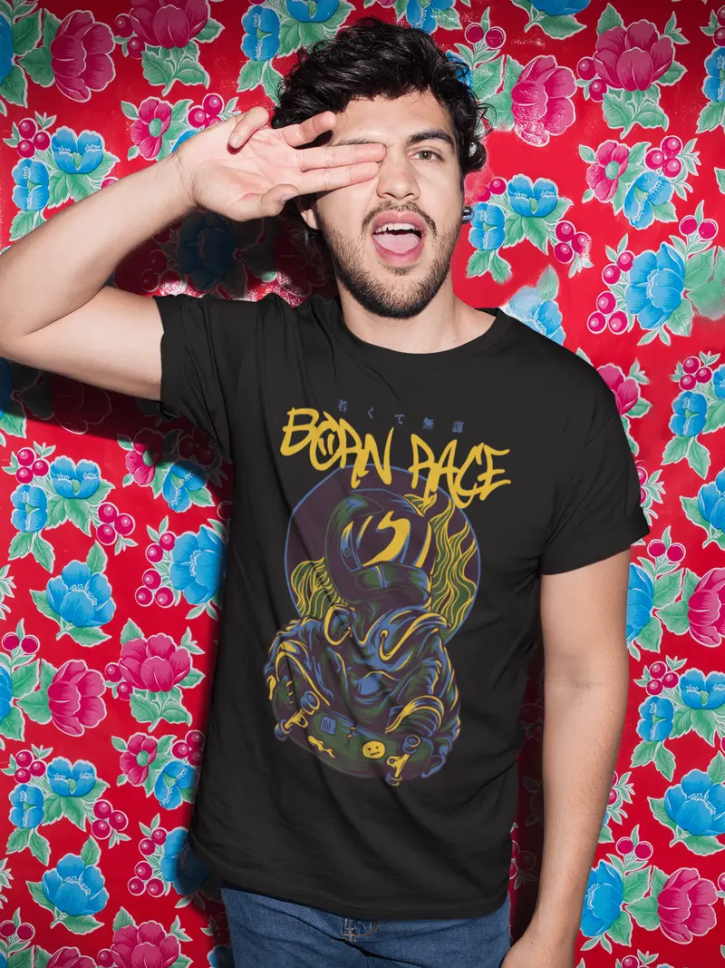 Ultrabasic Men's Novelty T-Shirt Born Race - Scary Monster Tee Shirt 1