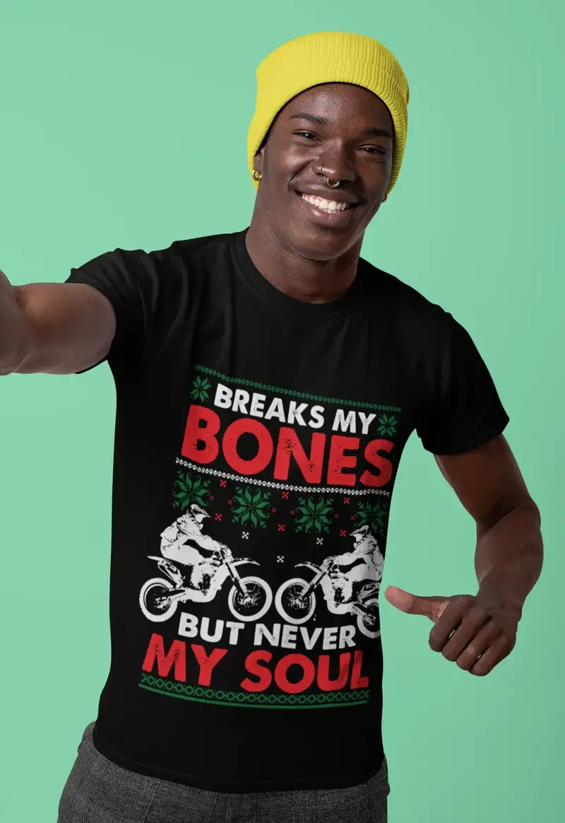 Ultrabasic Men's Novelty T-Shirt Breaks My Bones But Never My Soul - Funny Biker Tee Shirt 1