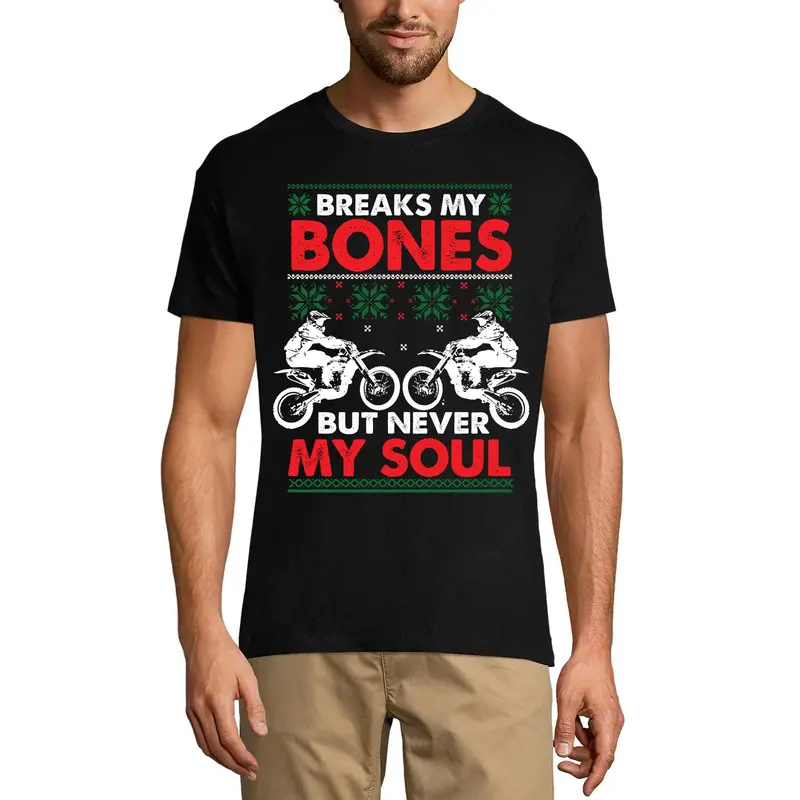 Ultrabasic Men's Novelty T-Shirt Breaks My Bones But Never My Soul - Funny Biker Tee Shirt 2