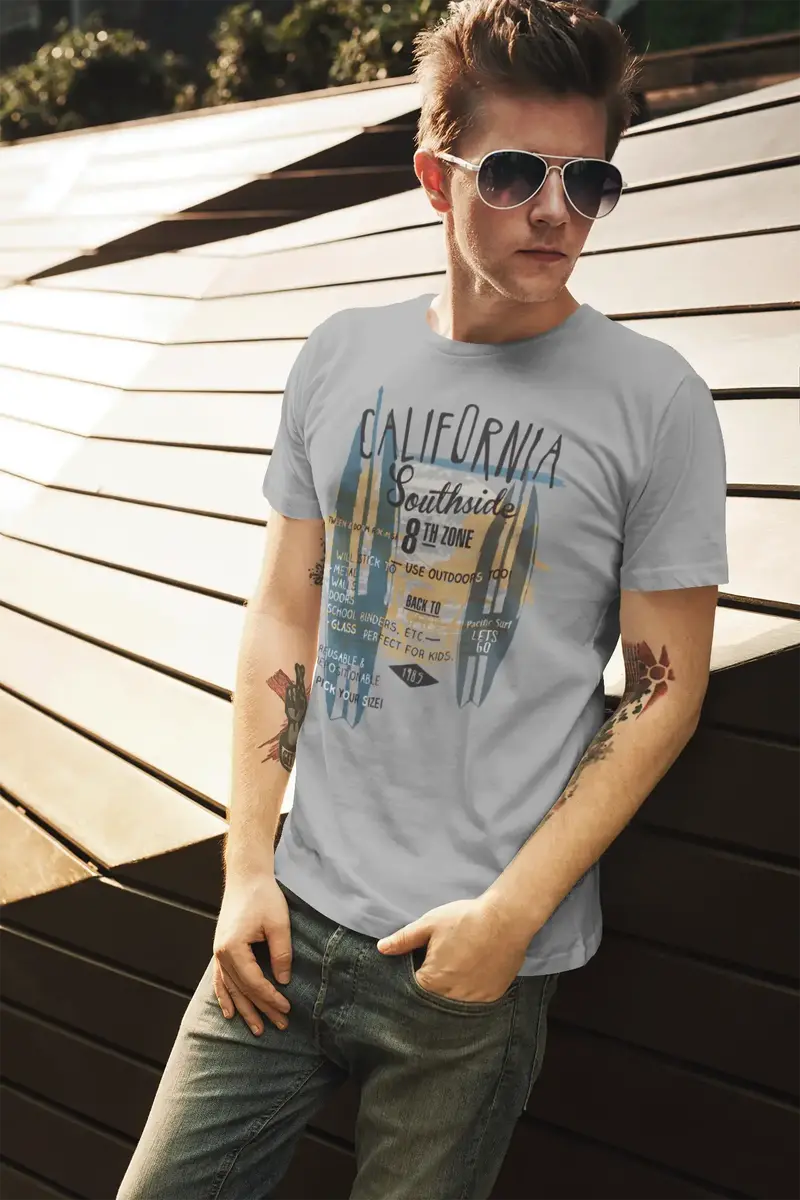 Ultrabasic Men's Novelty T-Shirt California Southside 8Th Zone - Surf Tee Shirt 1