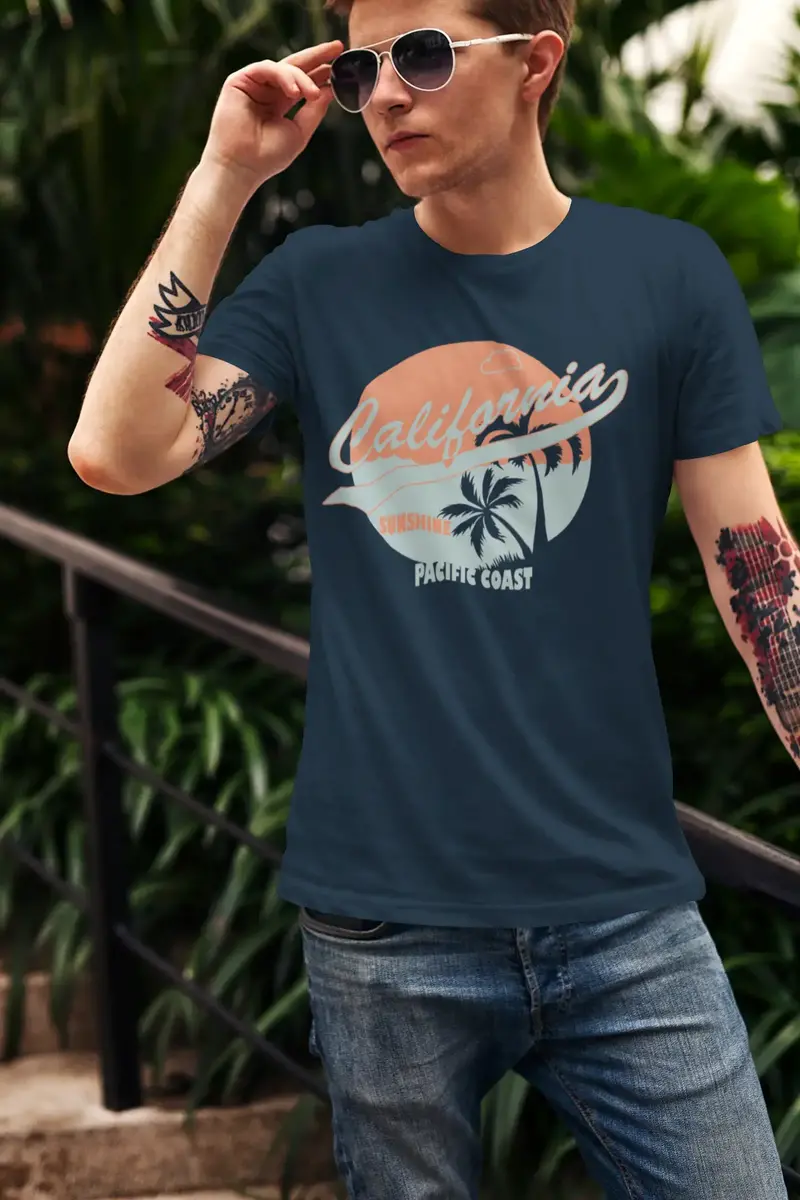 Ultrabasic Men's Novelty T-Shirt California Sunshine Pacific Coast Tee Shirt 1