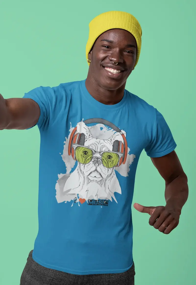Ultrabasic Men's Novelty T-Shirt Cool Dog Yo - I Love Music Funny Tee Shirt 1