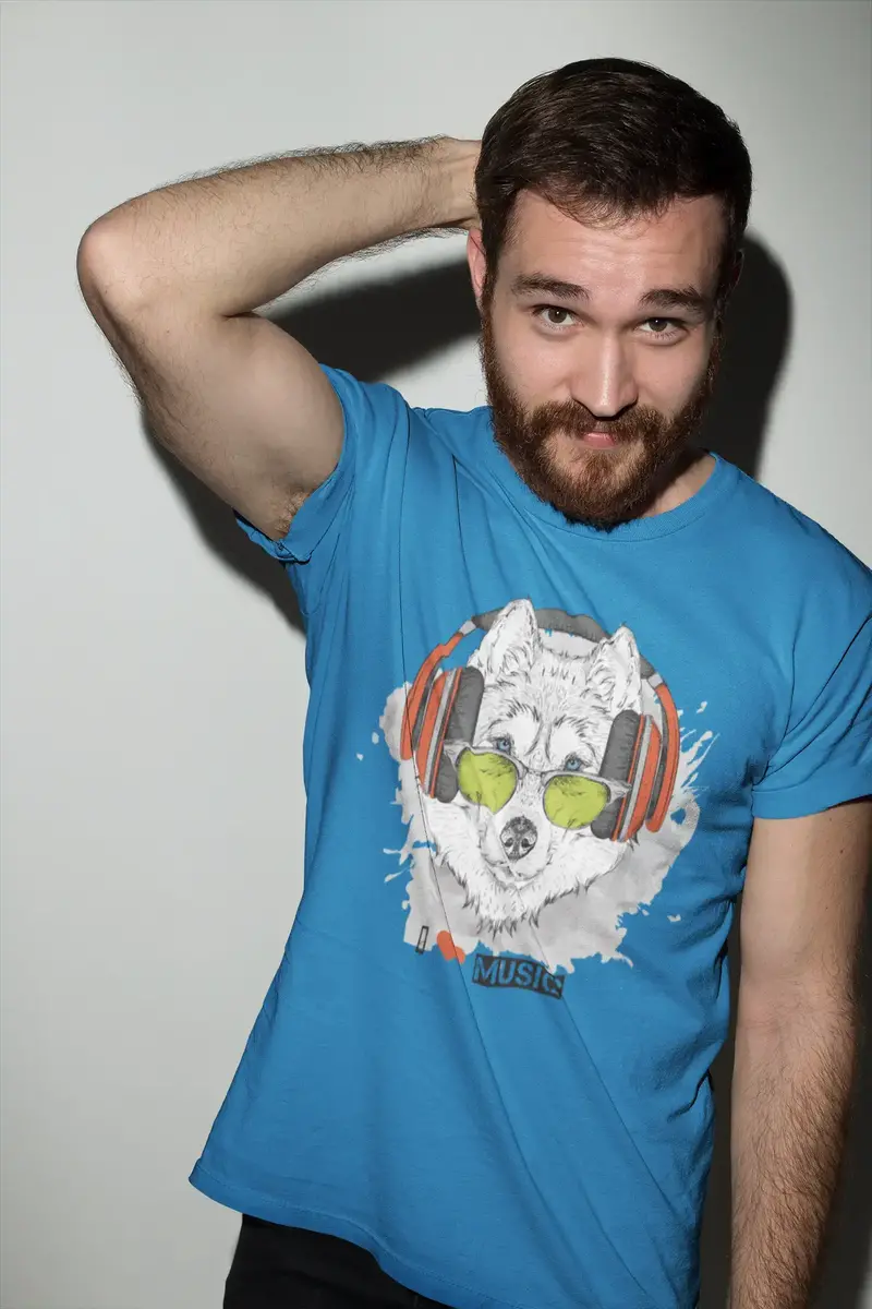 Ultrabasic Men's Novelty T-Shirt Cool Husky - I Love Music Funny Tee Shirt 1