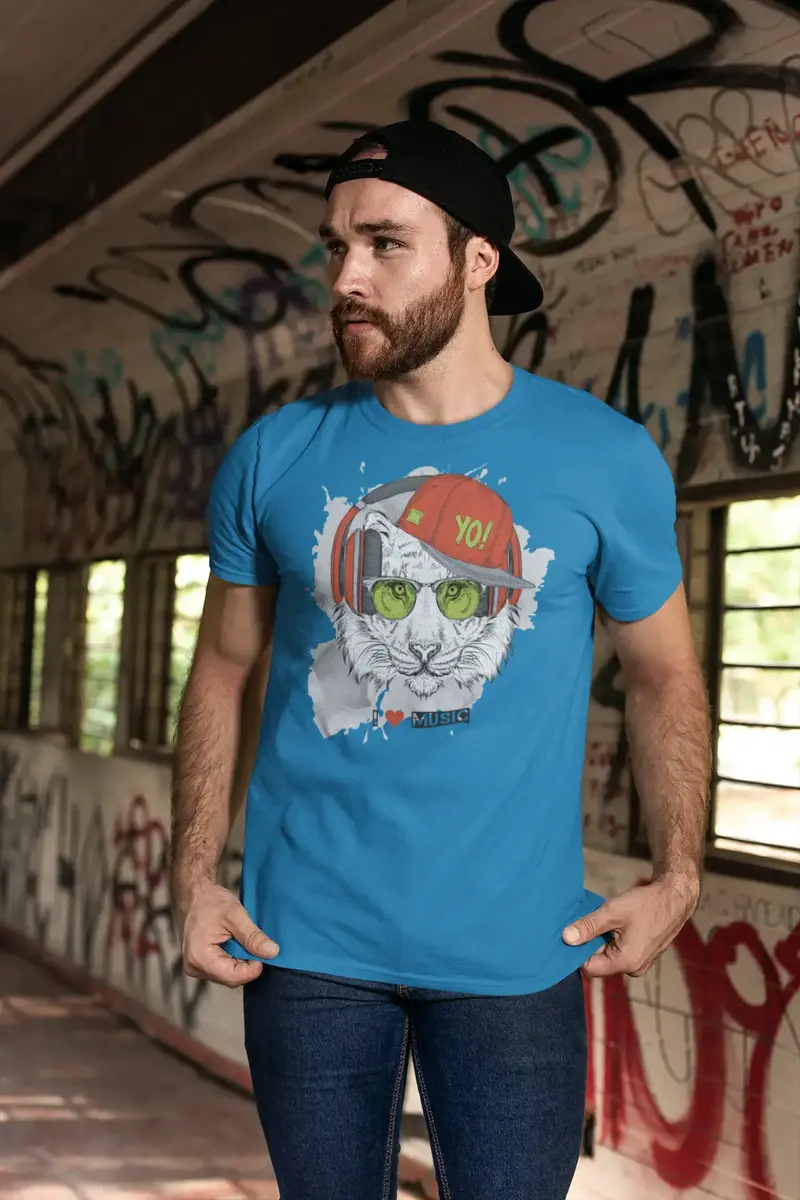 Ultrabasic Men's Novelty T-Shirt Cool Tiger Yo - I Love Music Funny Tee Shirt 1