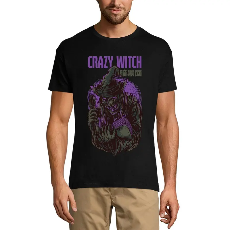 Ultrabasic Men's Novelty T-Shirt Crazy Witch - Halloween Creepy Gothic Tee Shirt 1
