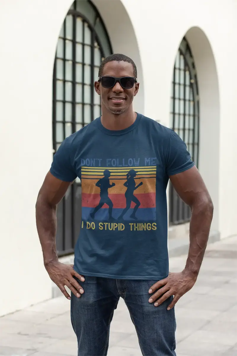 Ultrabasic Men's Novelty T-Shirt Don't Follow Me I Do Stupid Things - Runner Tee Shirt 1