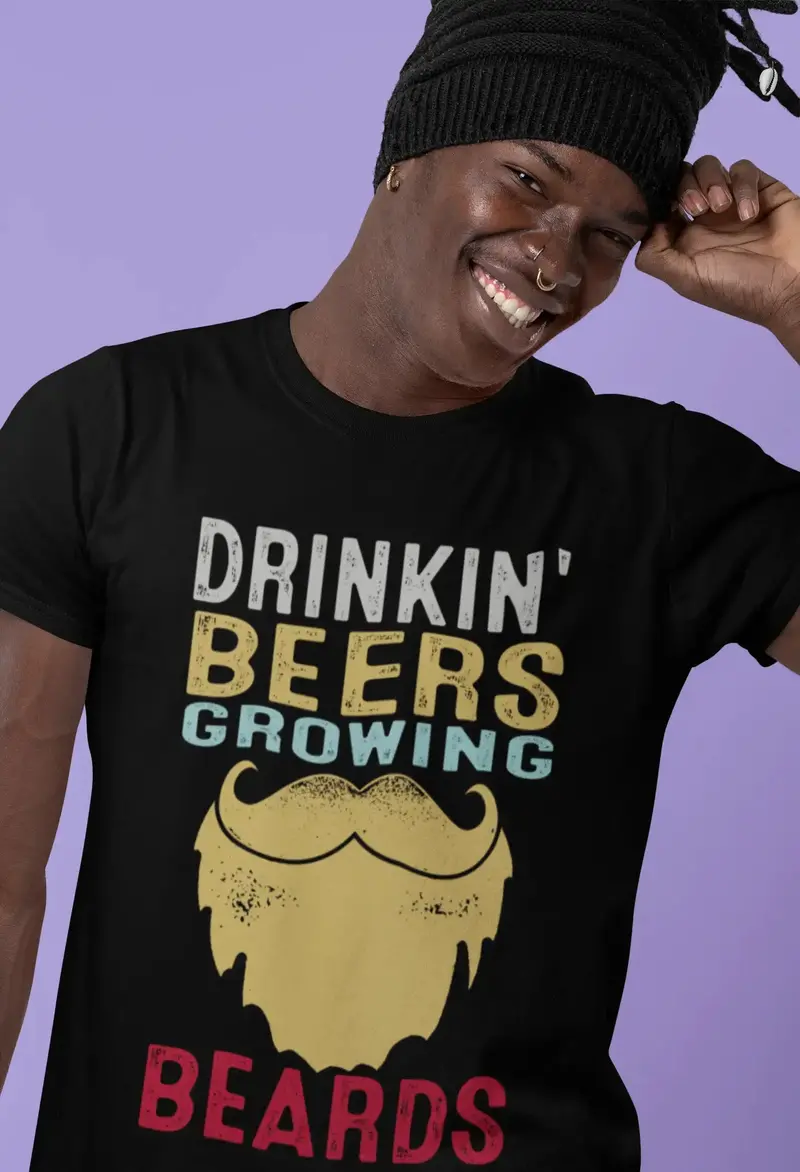 Ultrabasic Men's Novelty T-Shirt Drinkin' Beers Growing Beards - Funny Beer Lover Tee Shirt 1