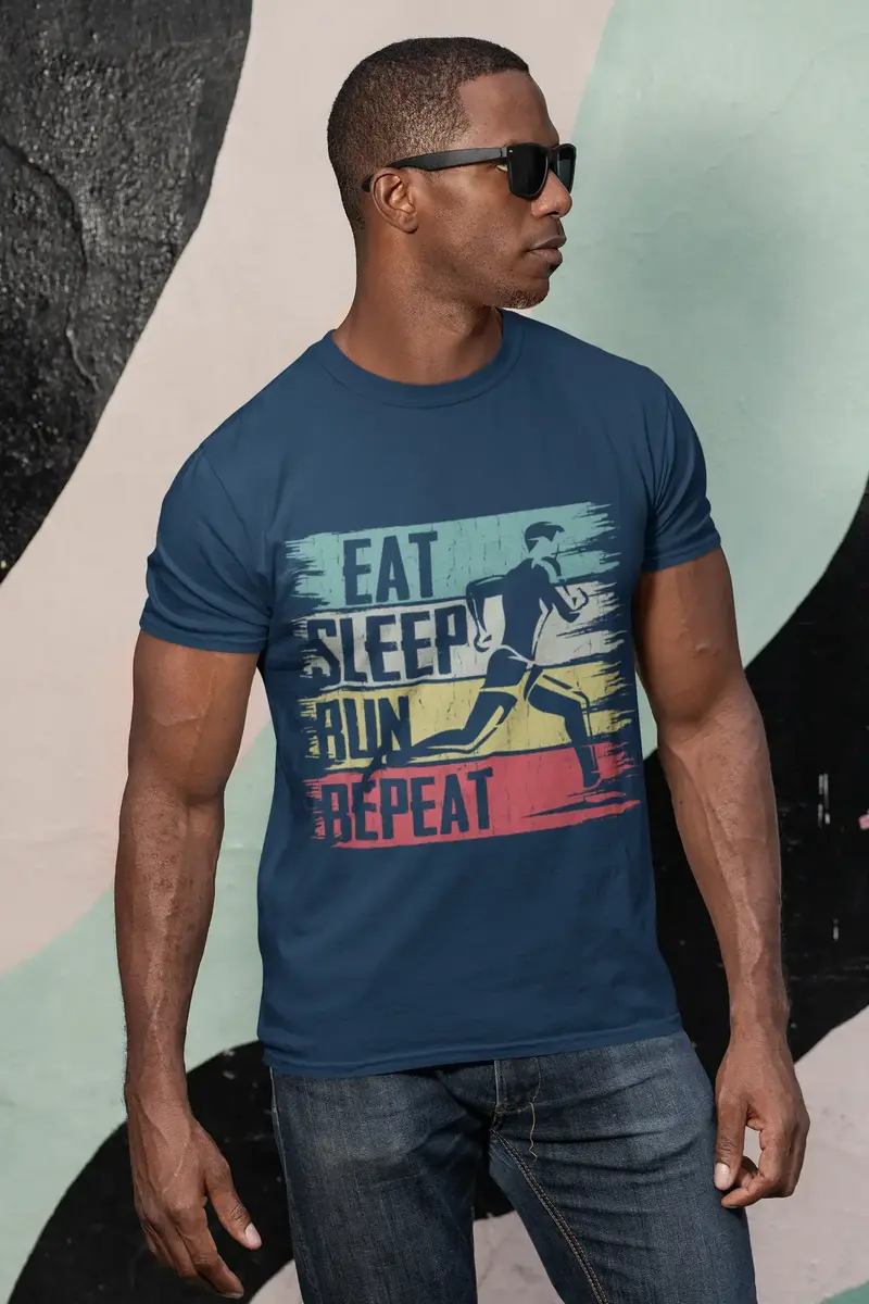 Ultrabasic Men's Novelty T-Shirt Eat Sleep Run Repeat - Runner Tee Shirt 1