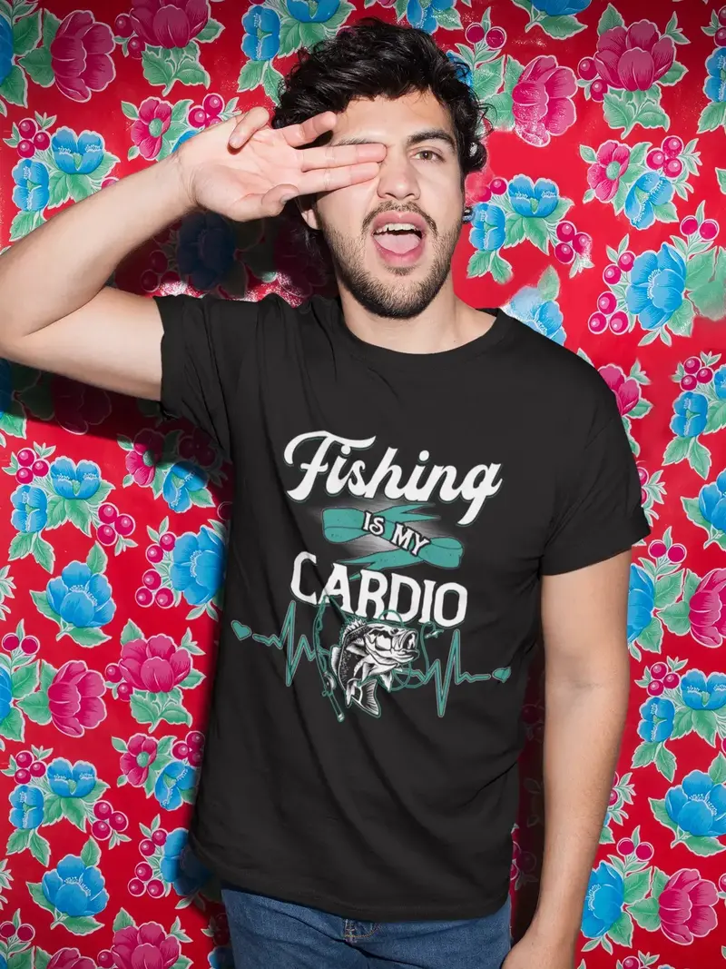 Ultrabasic Men's Novelty T-Shirt Fishing Is My Cardio - Funny Fisherman Tee Shirt 1