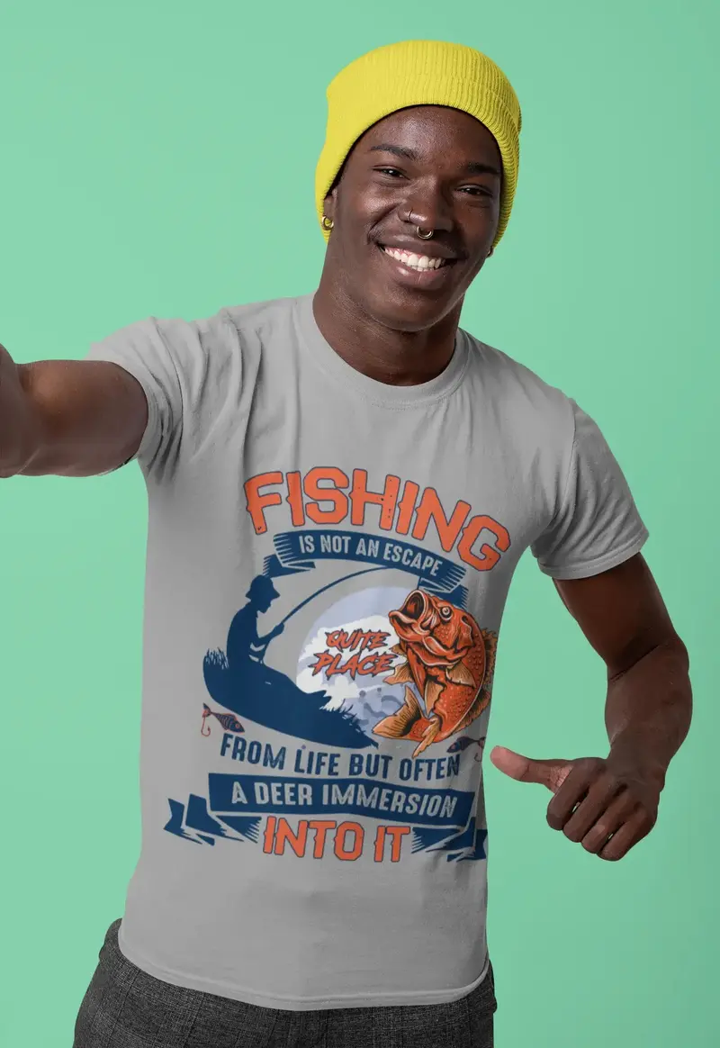 Ultrabasic Men's Novelty T-Shirt Fishing Is Not An Escape From Life - Funny Fisherman Tee Shirt 1