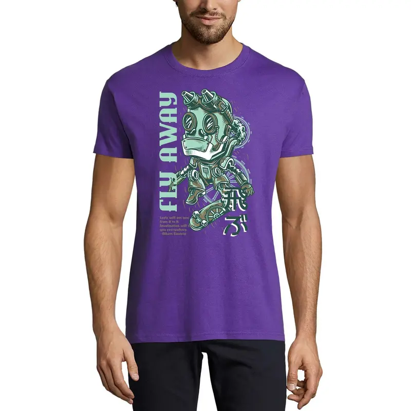 Ultrabasic Men's Novelty T-Shirt Fly Away - Funny Robot Tee Shirt 1