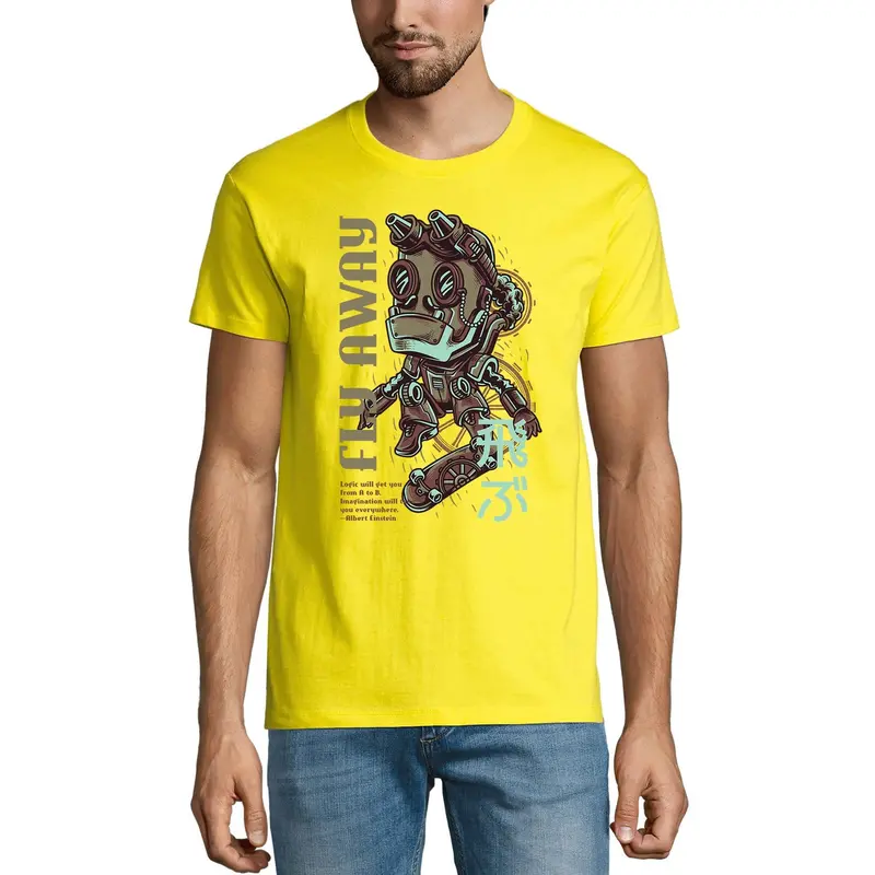 Ultrabasic Men's Novelty T-Shirt Fly Away - Funny Robot Tee Shirt 1