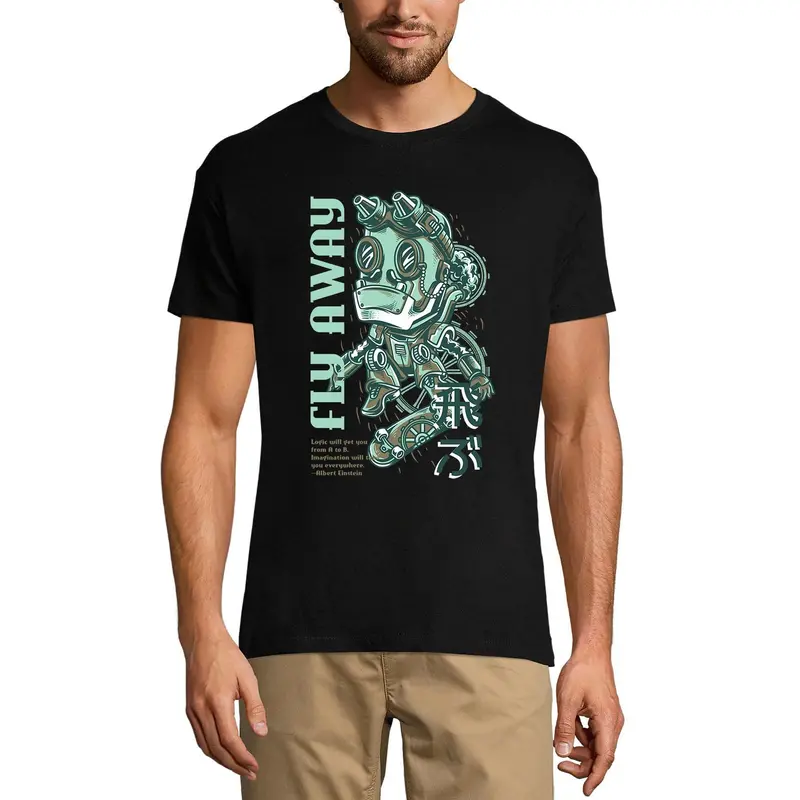 Ultrabasic Men's Novelty T-Shirt Fly Away - Funny Robot Tee Shirt 1