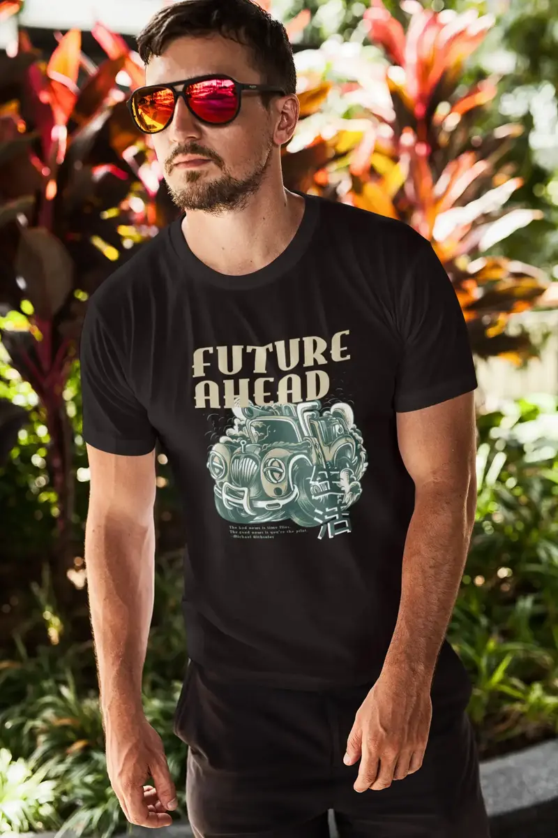 Ultrabasic Men's Novelty T-Shirt Future Ahead - Funny Car Tee Shirt 1