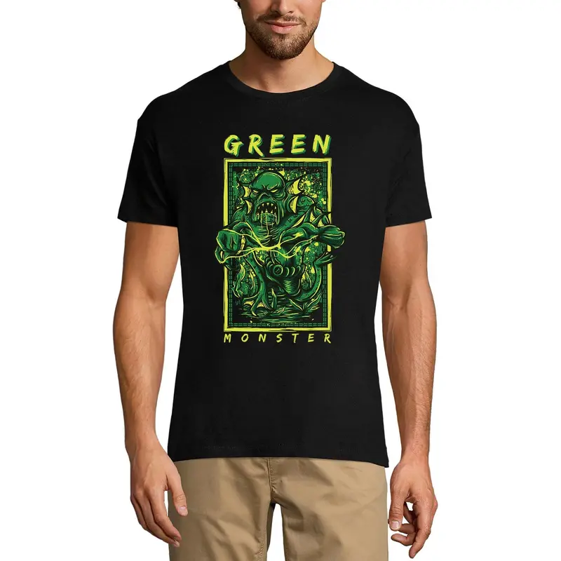 Ultrabasic Men's Novelty T-Shirt Green Monster - Scary Short Sleeve Tee Shirt 1