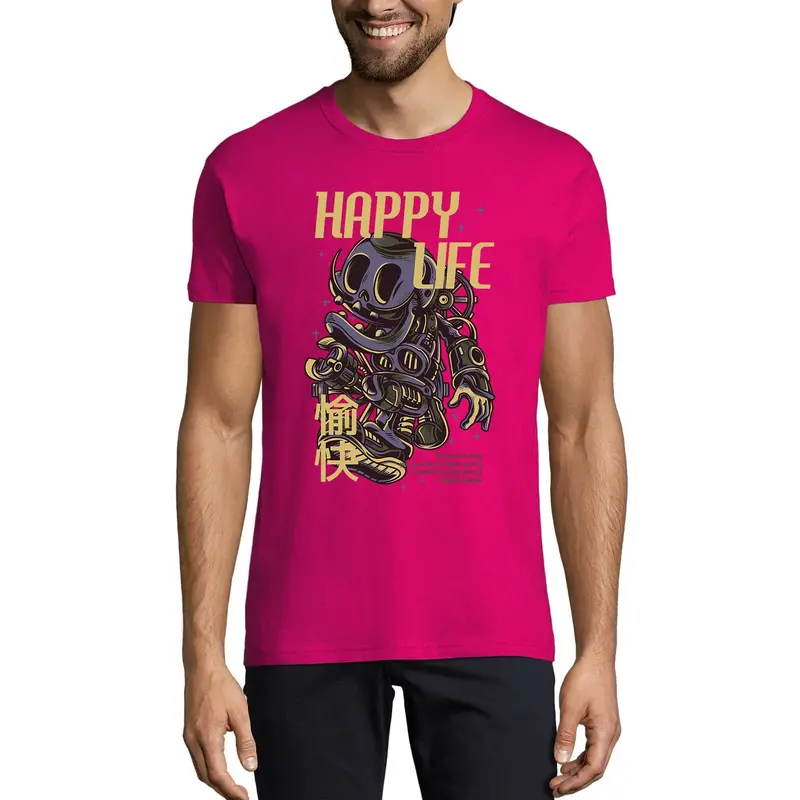 Ultrabasic Men's Novelty T-Shirt Happy Life - Robot Scary Tee Shirt 1
