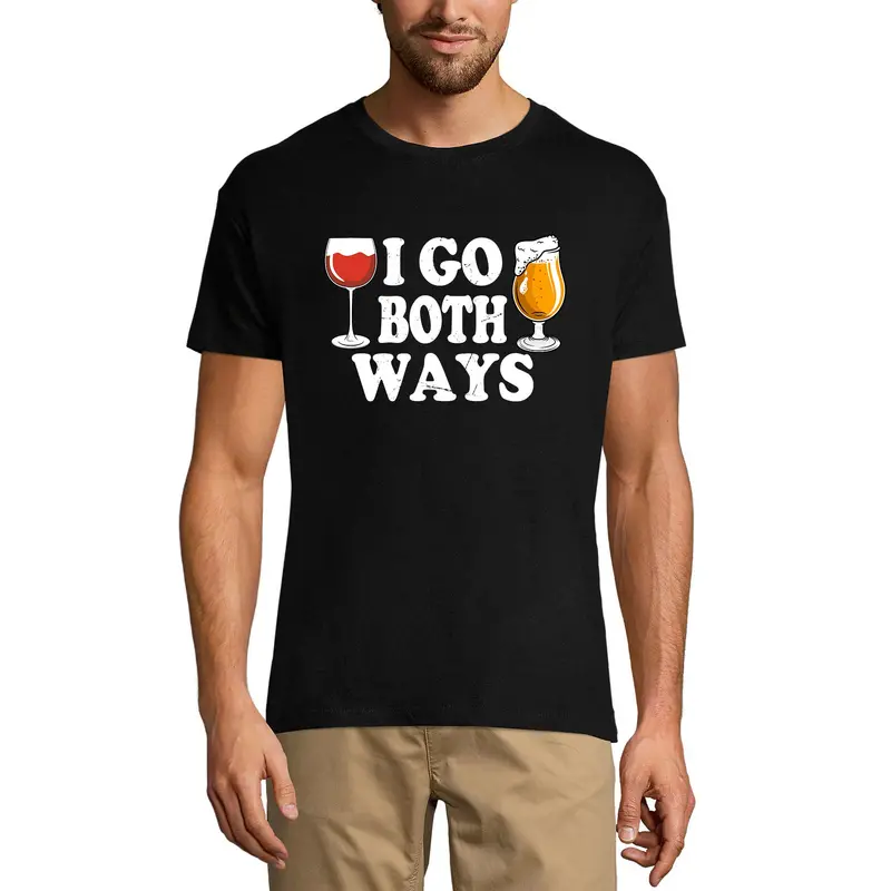 Ultrabasic Men's Novelty T-Shirt I Go Both Ways - Vine And Beer Lover Tee Shirt 2