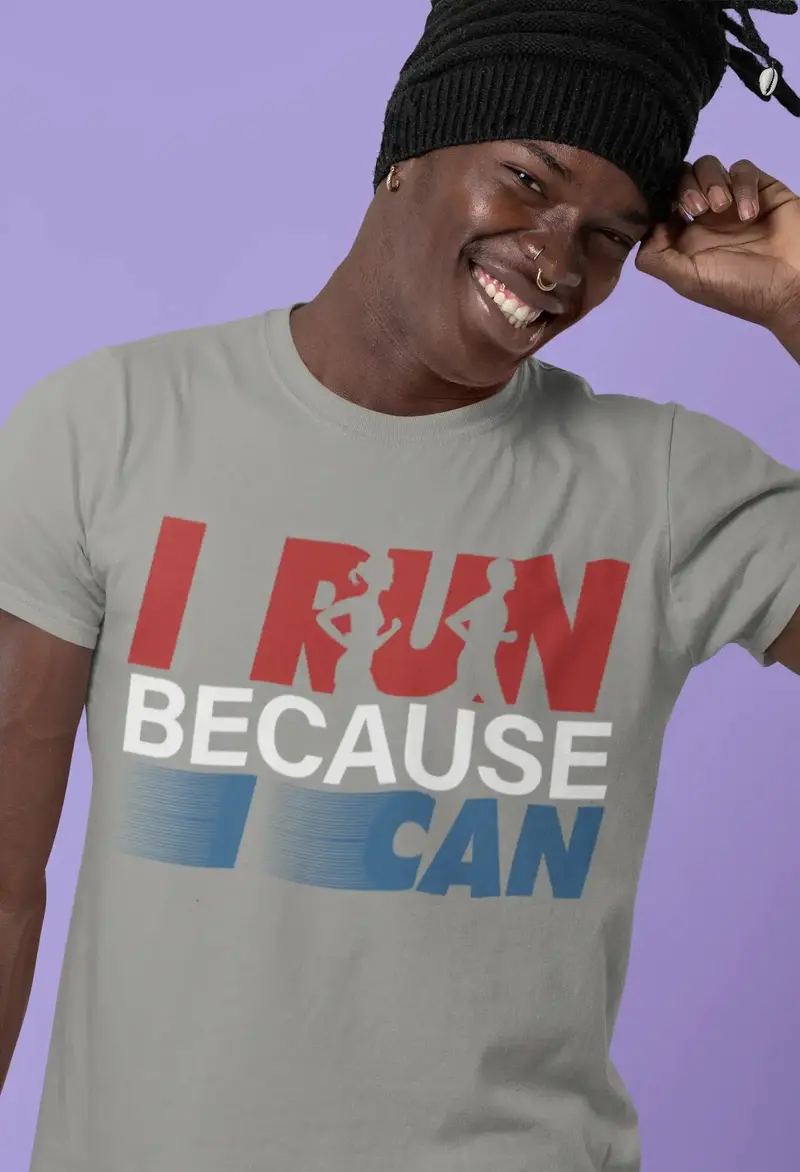 Ultrabasic Men's Novelty T-Shirt I Run Because I Can - Runner Tee Shirt 1