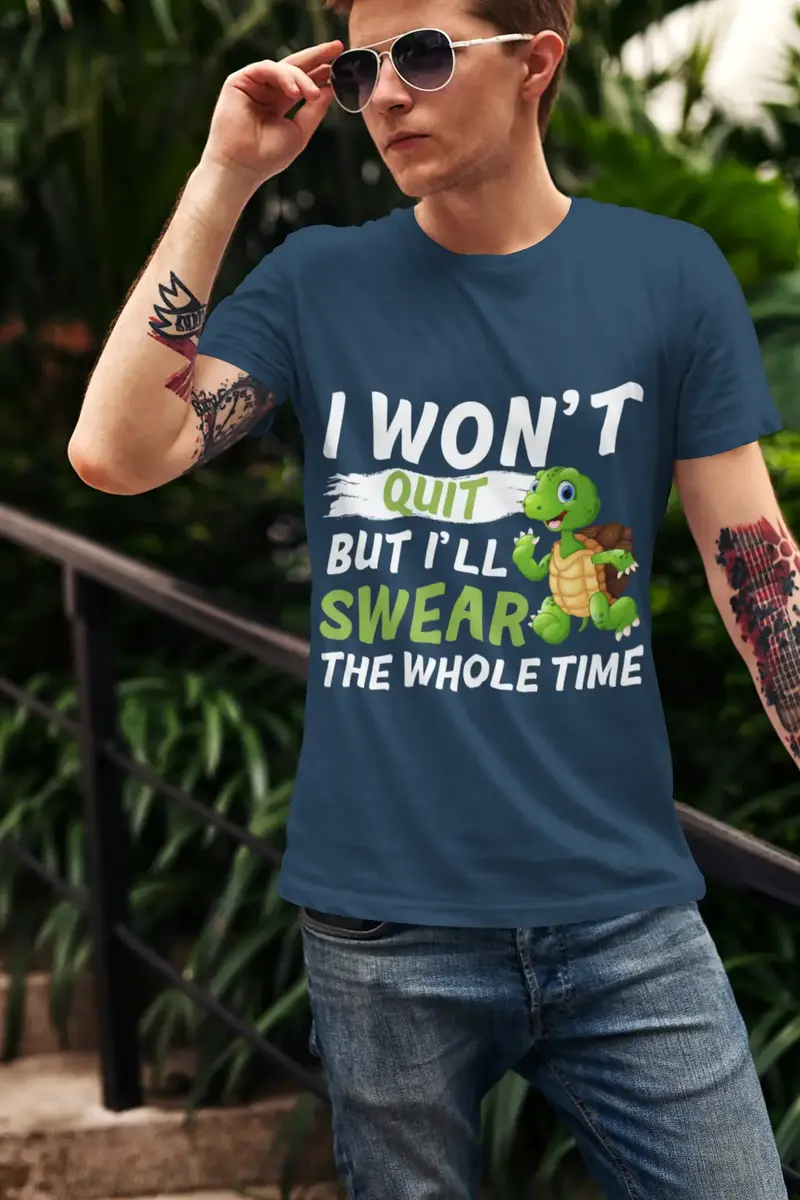 Ultrabasic Men's Novelty T-Shirt I Won't Quit But I'll Swear The Whole Time - Runner Tee Shirt 1