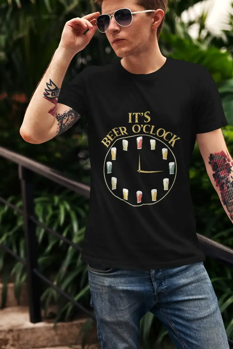 Ultrabasic Men's Novelty T-Shirt It's Beer O'clock - Funny Drinking Lover Slogan Tee Shirt 1