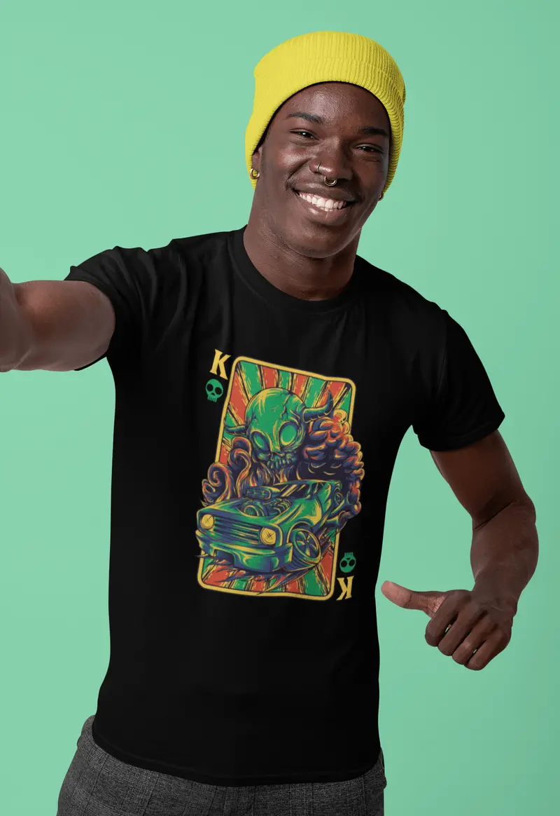 Ultrabasic Men's Novelty T-Shirt King Card - Skull Car Tee Shirt 1