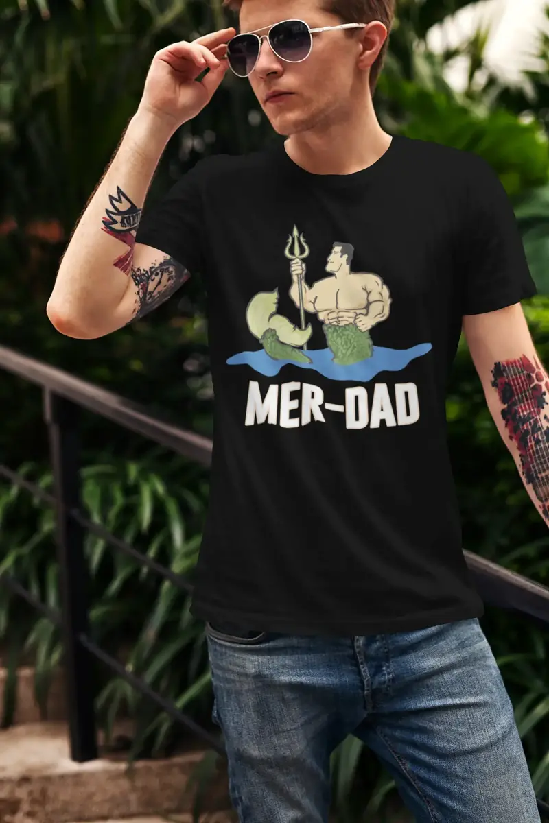 Ultrabasic Men's Novelty T-Shirt Mer-Dad - Mermaid Father Tee Shirt 1