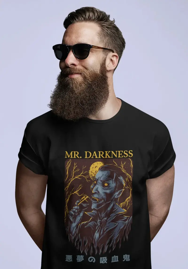 Ultrabasic Men's Novelty T-Shirt Mr. Darkness - Scary Short Sleeve Tee Shirt 1