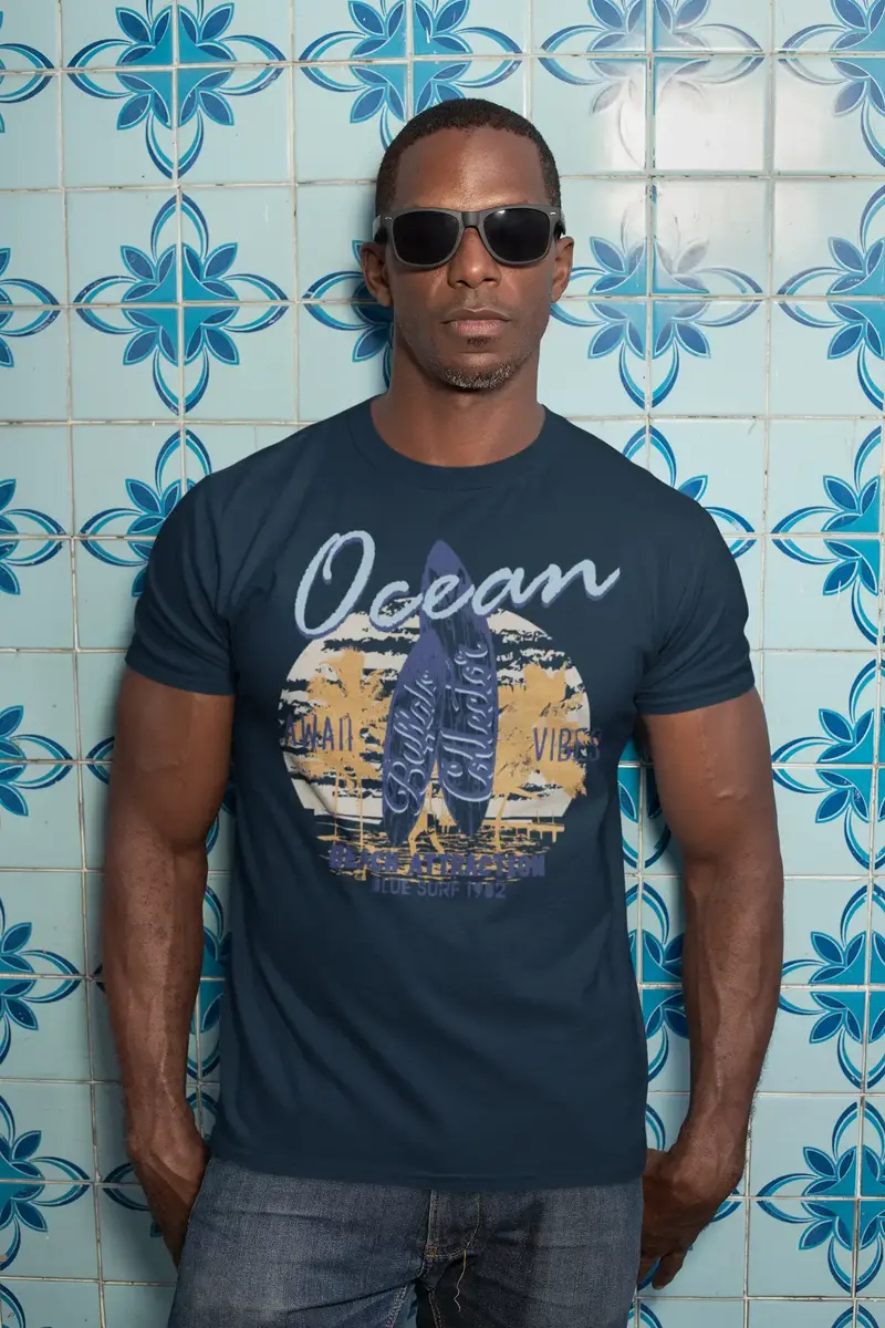 Ultrabasic Men's Novelty T-Shirt Ocean Awaii Vibes Beach Attraction - Surf Tee Shirt 1