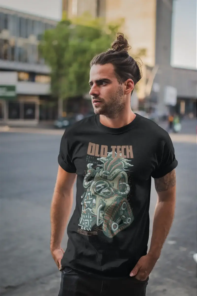 Ultrabasic Men's Novelty T-Shirt Old Tech - Funny Robot Tee Shirt 1