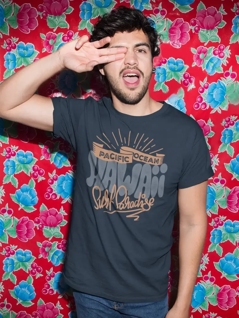 Ultrabasic Men's Novelty T-Shirt Pacific Ocean Hawaii - Surf Paradise Tee Shirt 1