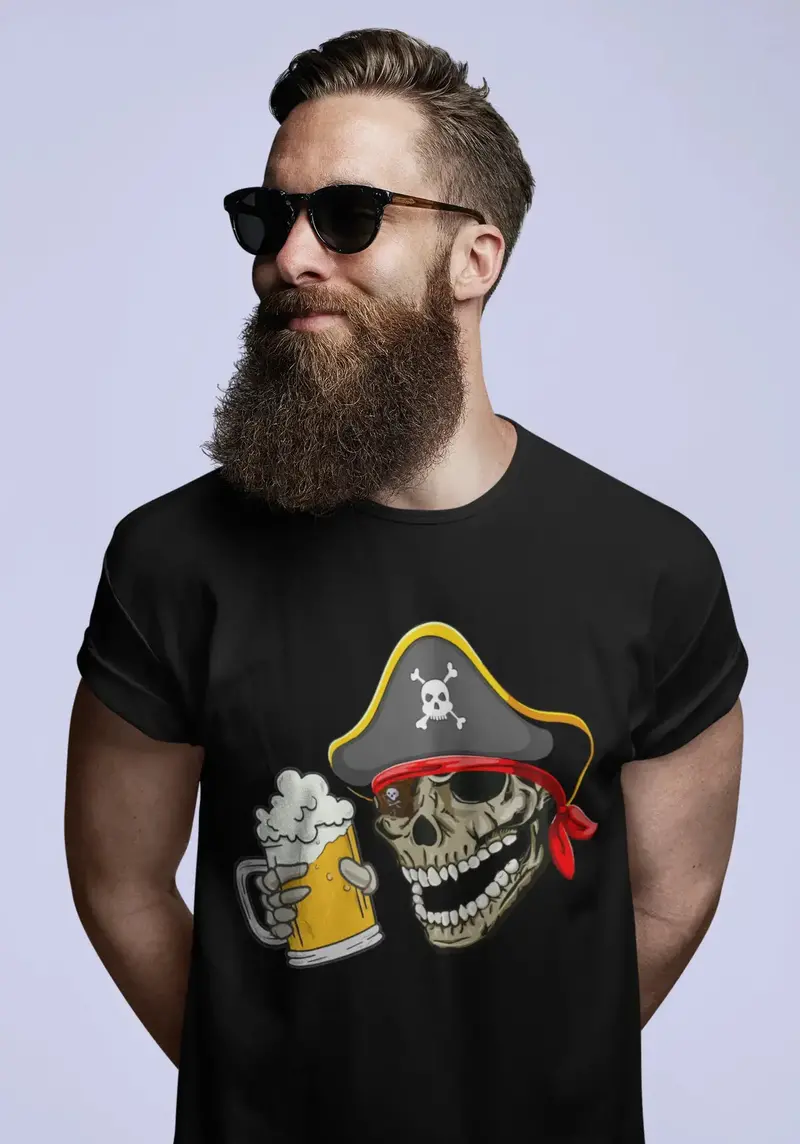 Ultrabasic Men's Novelty T-Shirt Pirate Skull Beer - Funny Beer Lover Tee Shirt 1