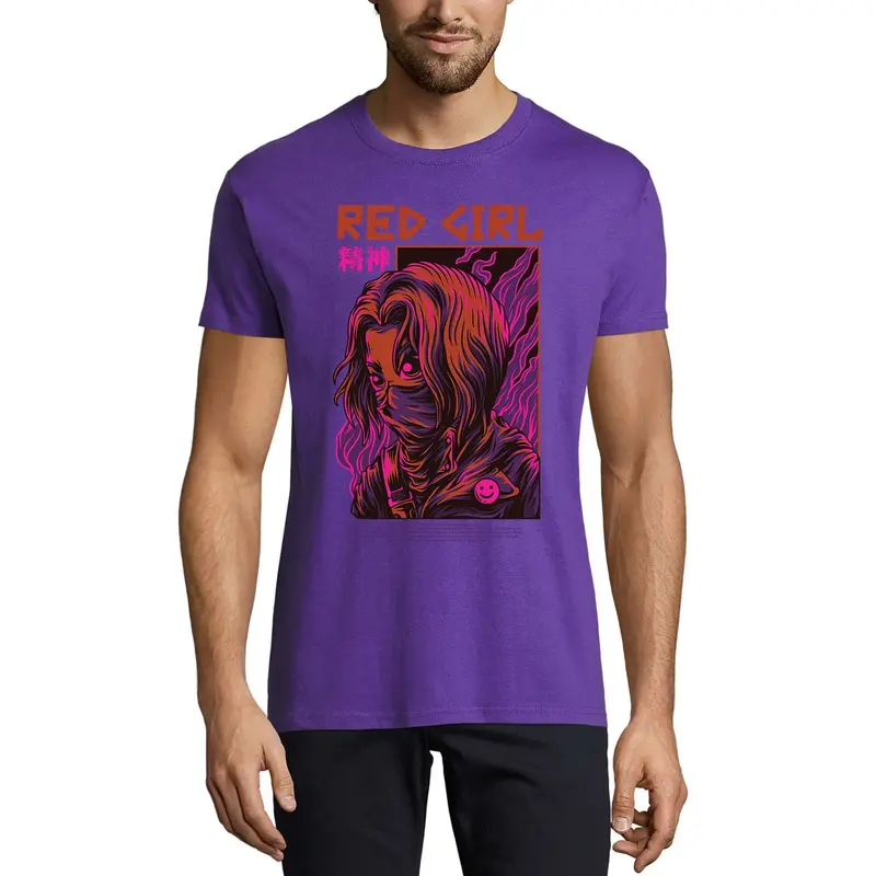 Ultrabasic Men's Novelty T-Shirt Red Girl - Graphic Tee Shirt 1