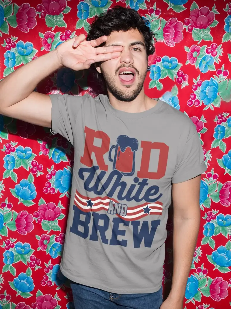 Ultrabasic Men's Novelty T-Shirt Red White And Brew - Beer Lover Tee Shirt 1