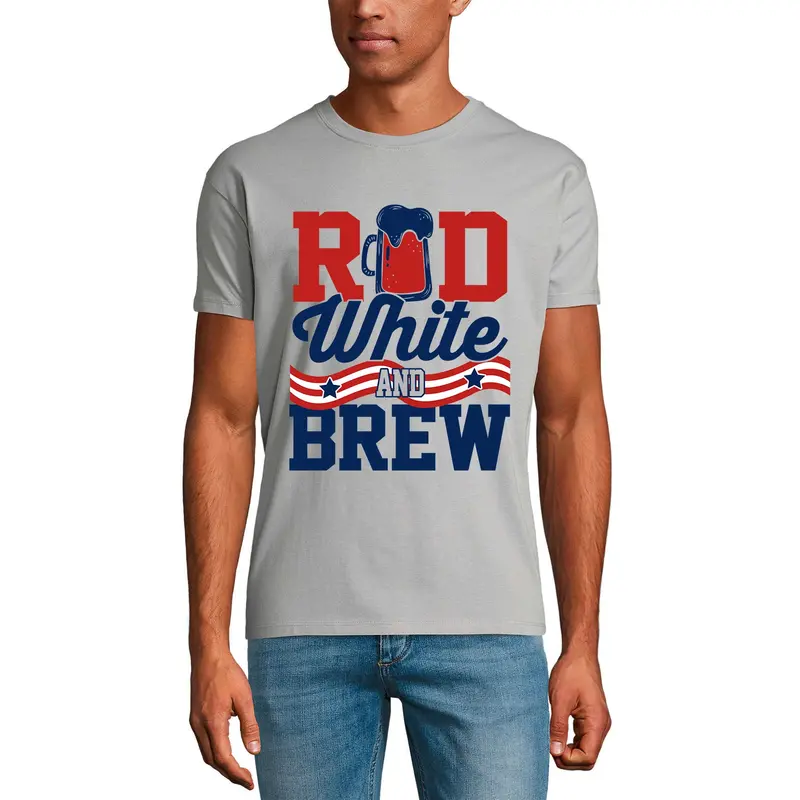 Ultrabasic Men's Novelty T-Shirt Red White And Brew - Beer Lover Tee Shirt 2