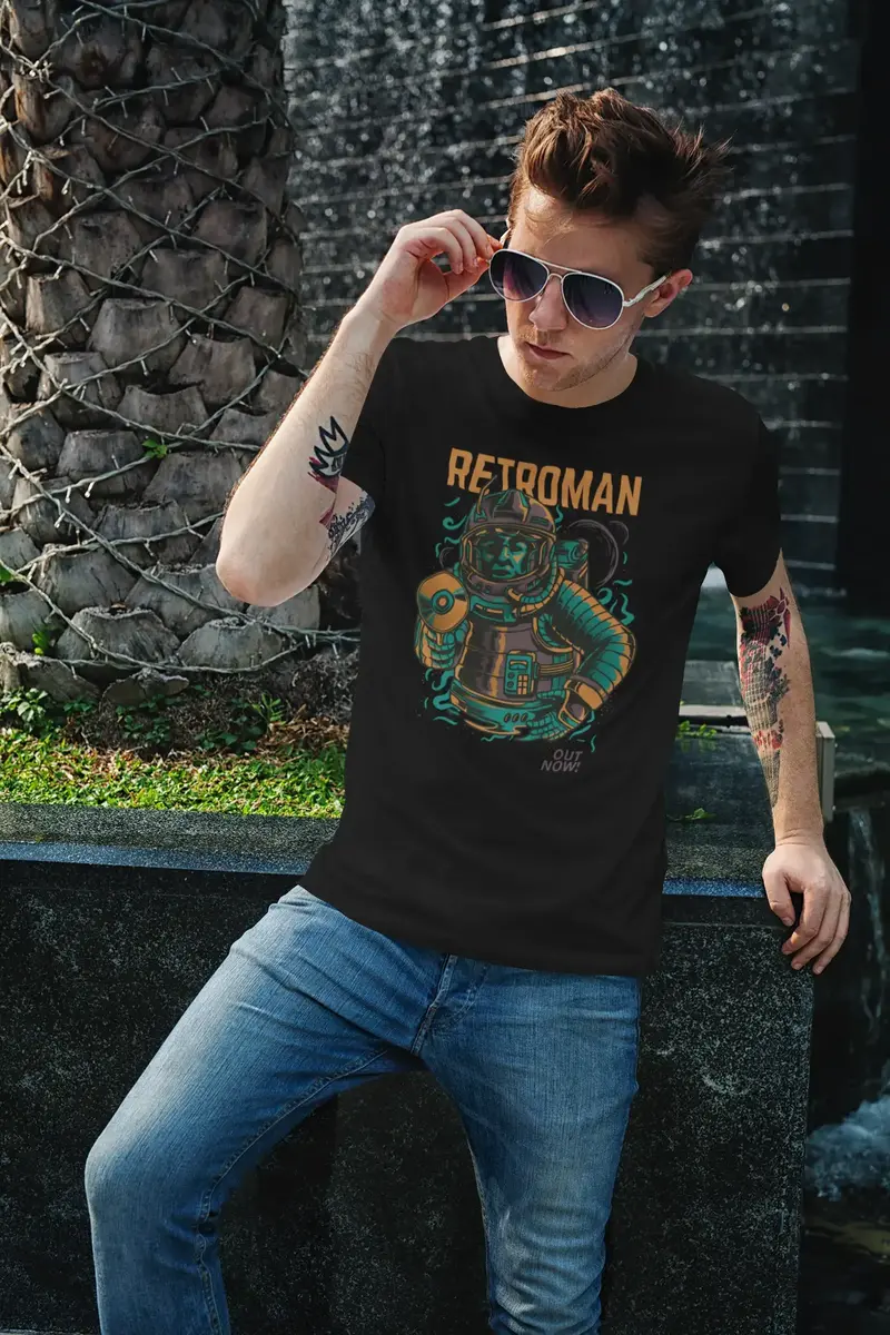 Ultrabasic Men's Novelty T-Shirt Retroman - Harajuku Tee Shirt 1